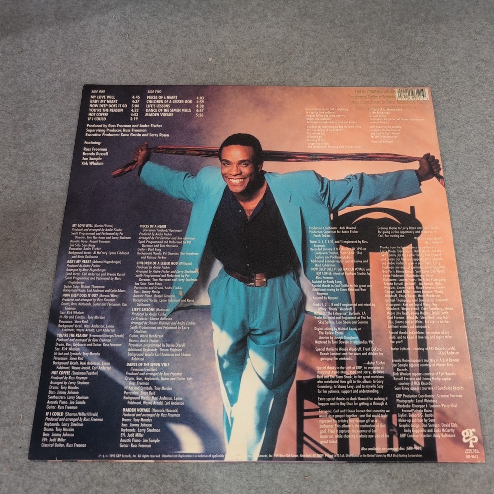 Carl Anderson Pieces‎ of a Heart Vinyl LP GRP Records GR-9612 1990 Jazz Soul VG+ - Picture 2 of 6